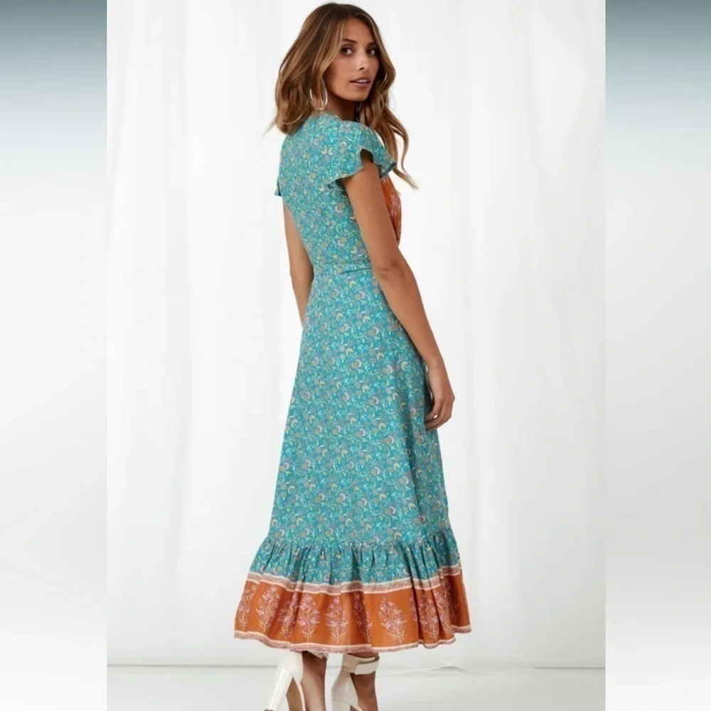 A ESICA MIDI DRESS JADE SIZE SMALL